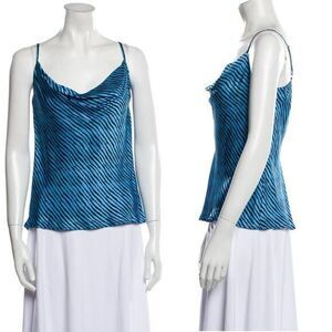 NEW Olivia Rubin 100% Silk‎ silk tank top, blue and black stripes, M